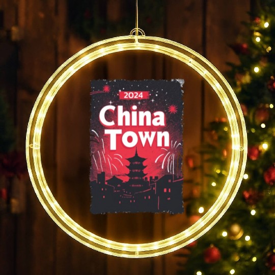 ChinaTown Ignites: Synthwave Red & Black Shiluette LED Christmas Window Lights