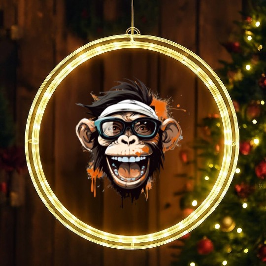 Street Art Monkey Urban Rap Street Monkey LED Christmas Window Lights