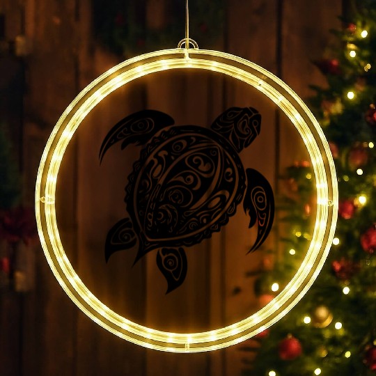 Vintage Abstract Wild Tattoo Turtle LED Christmas Window Lights