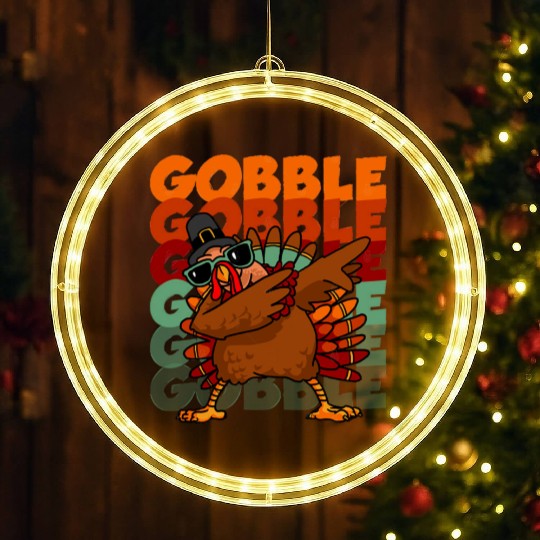 Dabbing Turkey LED Christmas Window Lights Thanksgiving Gobble