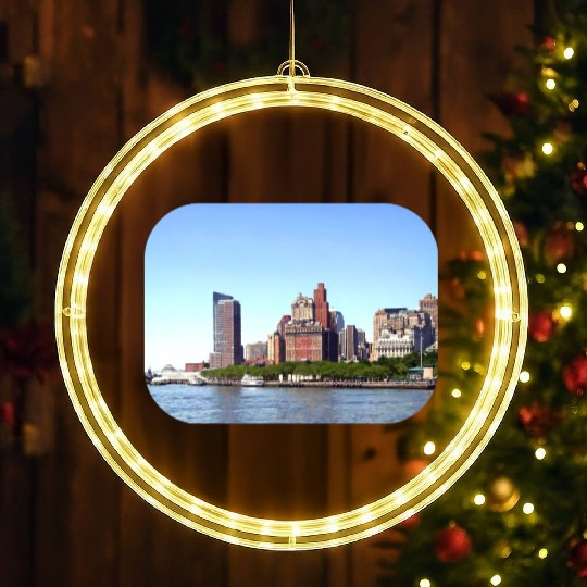 Manhattan NY - Manhattan Skyline on a Clear Day LED Christmas Window Lights