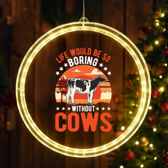 Cow Cattle Breeder Farmer Cows LED Christmas Window Lights