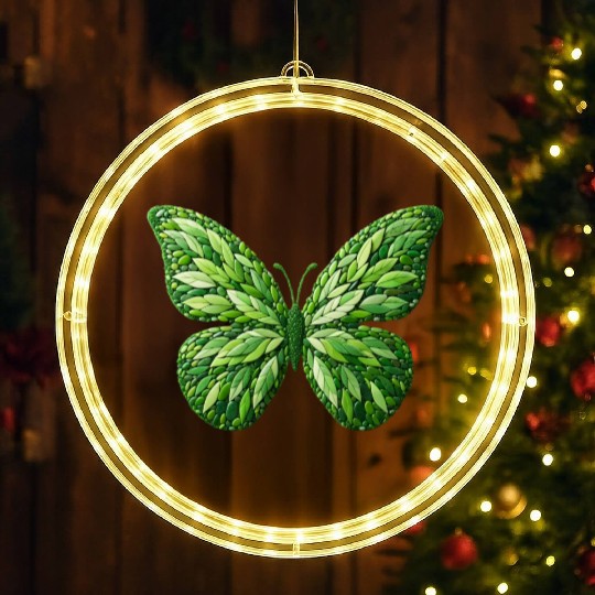Verdant Leafwing Monarch Butterfly LED Christmas Window Lights
