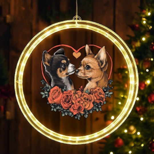 Valentine's Day, Chihuahua Dog Lovers LED Christmas Window Lights