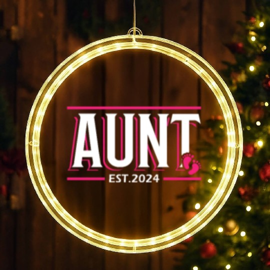 Aunt Est 2024 Baby Birth Babysitting Babysitter LED Christmas Window Lights