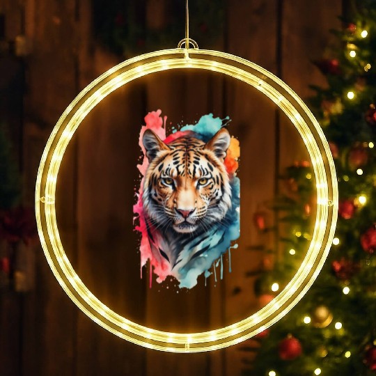 Wild Splendor: Colorful Leopard Face LED Christmas Window Lights
