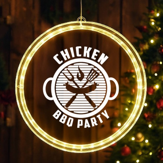Chicken BBQ Party - BBQ Barbeque LED Christmas Window Lights