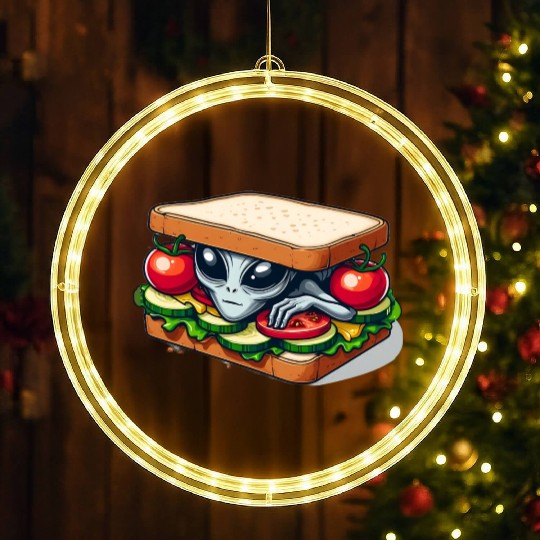Alien Hiding in a Sandwich LED Christmas Window Lights