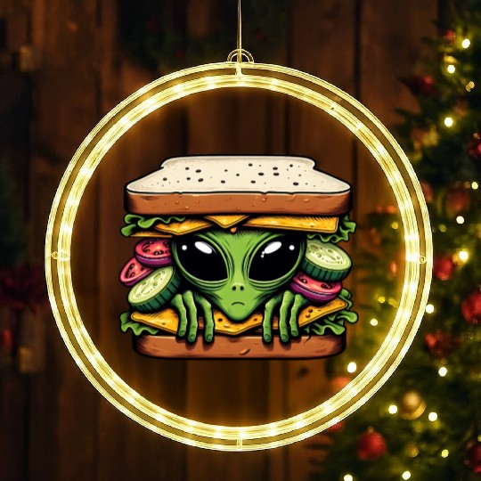 Alien Hiding in a Sandwich LED Christmas Window Lights