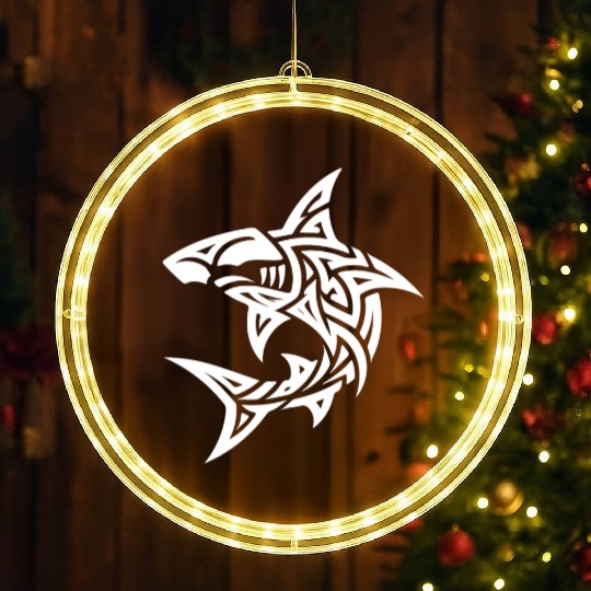 Tribal Hammerhead Shark Style Diver Fan Tattoo LED Christmas Window Lights