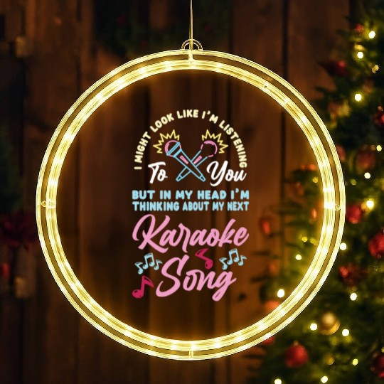 Funny Karaoke Singer Singing Musician Karaoke Gift LED Christmas Window Lights