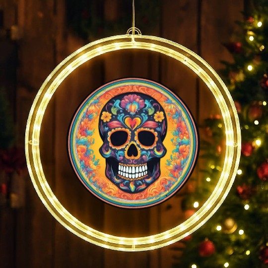Sugar skull rainbow LED Christmas Window Lights