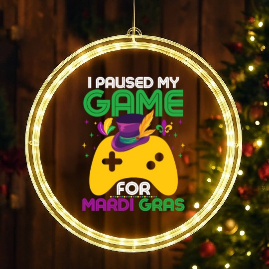 Game Lover Mardi Gras Celebration LED Christmas Window Lights
