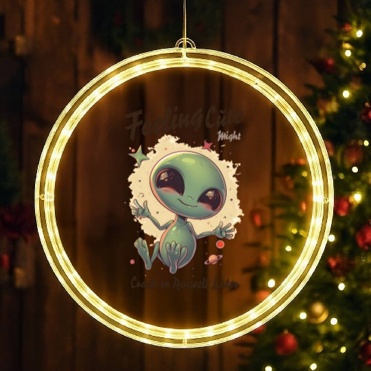 Alien Feeling Cute Might Crash in Roswell Later LED Christmas Window Lights