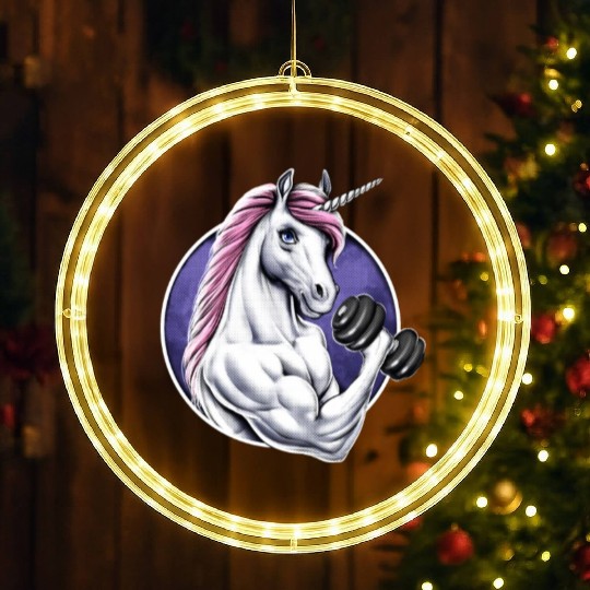 Unicorn Gym Fitness LED Christmas Window Lights