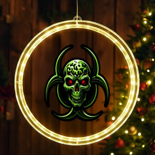 Green Biohazard Zombie Alien LED Christmas Window Lights
