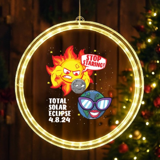 Total Solar Eclipse Stop Staring 4.08.24 Eclipse LED Christmas Window Lights