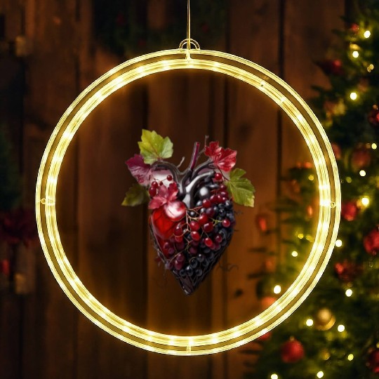 Default Human heart made with wine and red grape LED Christmas Window Lights