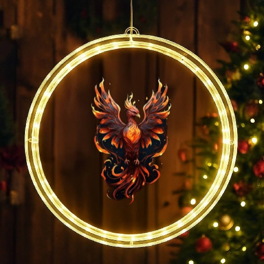 Fiery Phoenix Tattoo Design - Flight of Rebirth LED Christmas Window Lights