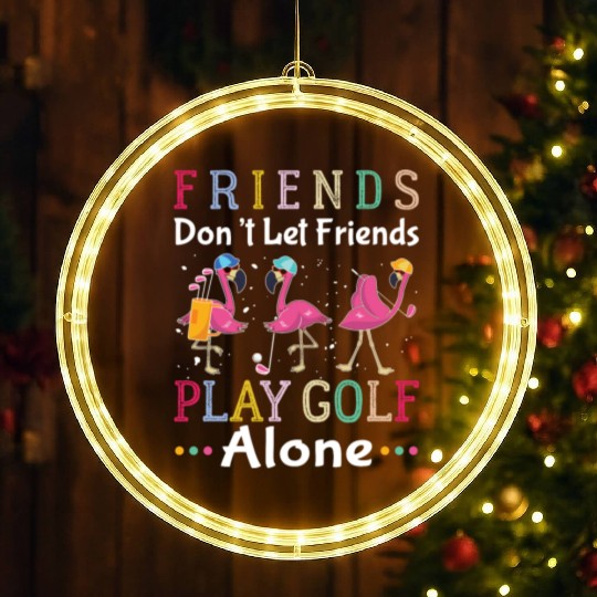Golf Player Golfer Funny Flamingo LED Christmas Window Lights