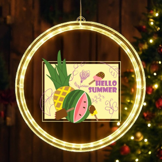 Hello summer fruit ice cream flowers & butterfly LED Christmas Window Lights