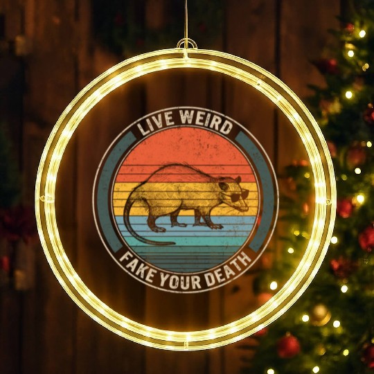 Opossum LED Christmas Window Lights, Live Weird Fake Your Death Funny