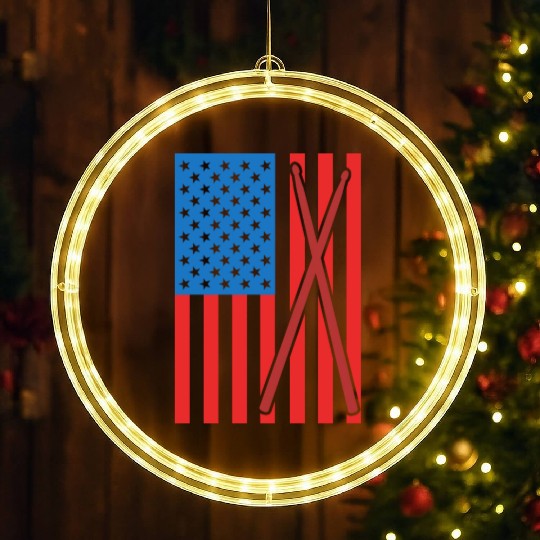 Patriotic US Drummer LED Christmas Window Lights