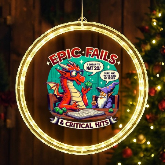 Dragon & Wizard Epic Fails D&D Pen & Paper LED Christmas Window Lights