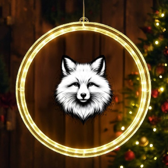 White Fox Portrait LED Christmas Window Lights