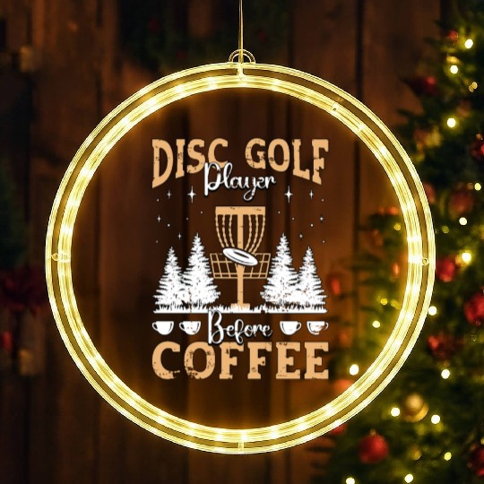 Disc Golf Player Before Flying Disc Coffee Lover LED Christmas Window Lights