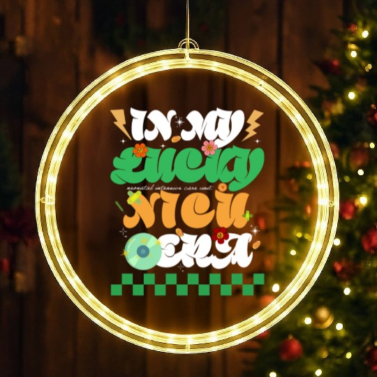 In My Lucky NICU Era St Patricks Day Hippie Smile LED Christmas Window Lights
