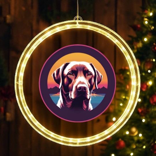 Synthwave Labrador Retriever LED Christmas Window Lights