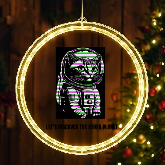 Let's discover the other planet, Astronaut cat. LED Christmas Window Lights