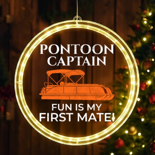 Pontoon Boat Captain Boating Cruise Adventure fun LED Christmas Window Lights