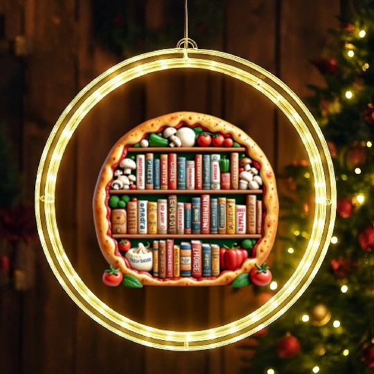 Pizza Words English Teacher Literature LED Christmas Window Lights