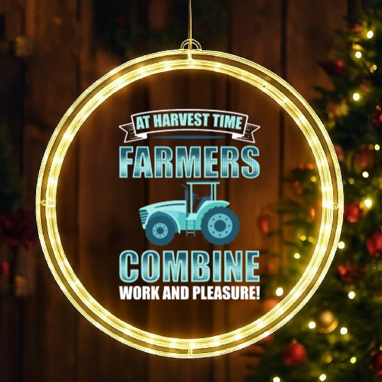 Combine Threshing Farmer Agriculture Combine LED Christmas Window Lights