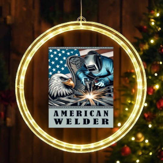 American Welder USA Flag Eagle Weld LED Christmas Window Lights
