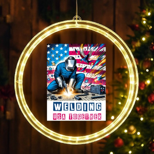 Welding USA Togehter Eagle USA Flag LED Christmas Window Lights