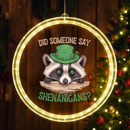 Did Someone Say Shenanigans? Cute Raccoon LED Christmas Window Lights