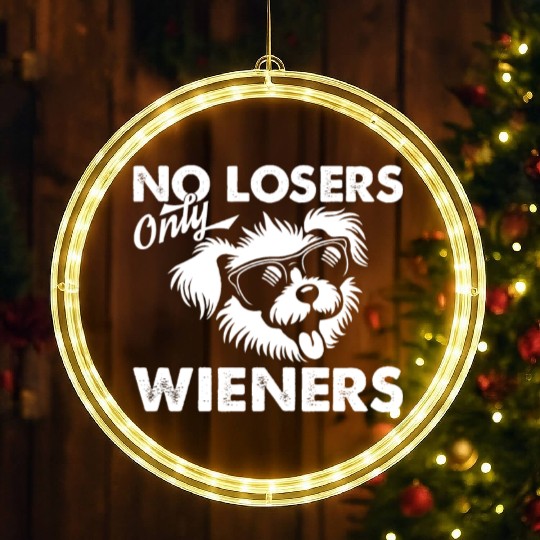 No Losers Only Wieners Dog LED Christmas Window Lights