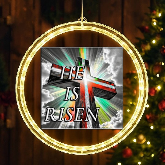 Cross, He is Risen - 1 LED Christmas Window Lights