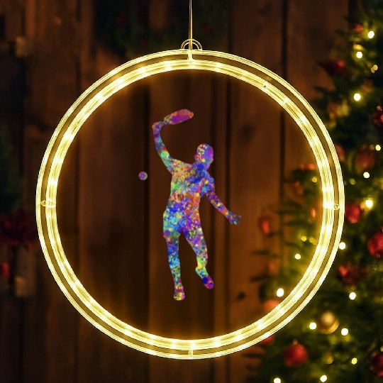 Splatter Paint Pickleball Player LED Christmas Window Lights