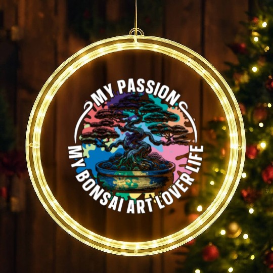Bonsai Art Lover My Passion My Bonsai Japanese Art LED Christmas Window Lights