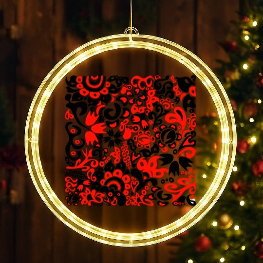 Folklore pattern with Ukrainian traditional colors LED Christmas Window Lights