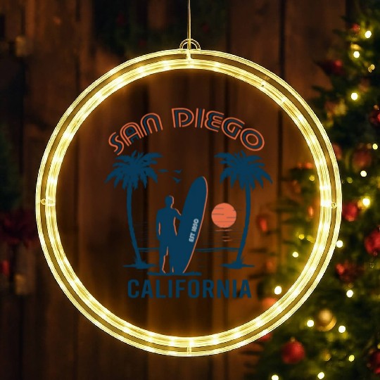 San Diego California Beach Surf Summer LED Christmas Window Lights