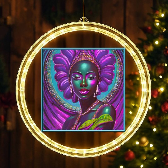 African Goddess Violet Nurturing Me - 1 LED Christmas Window Lights