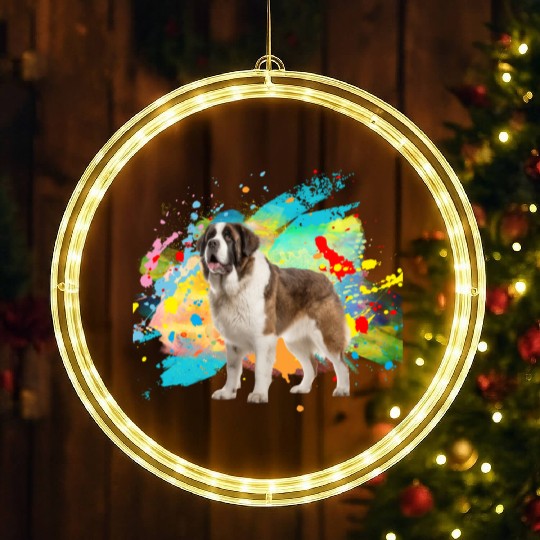 Saint Barnard Dog Lover, Dog Mom, Dog Dad LED Christmas Window Lights