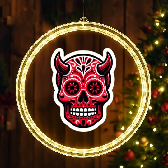Adventurous Spirit: Daredevil Sugar Skull LED Christmas Window Lights