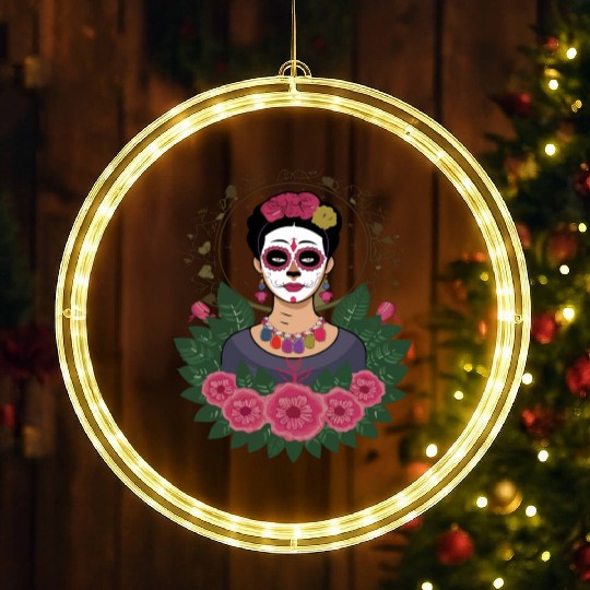 Frida Kahlo Day of the Dead LED Christmas Window Lights