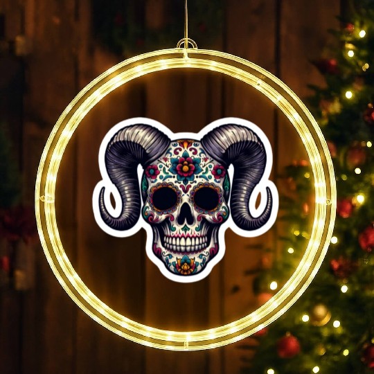 Enchanted Horns: Sugar Skull- Sugar Skull LED Christmas Window Lights